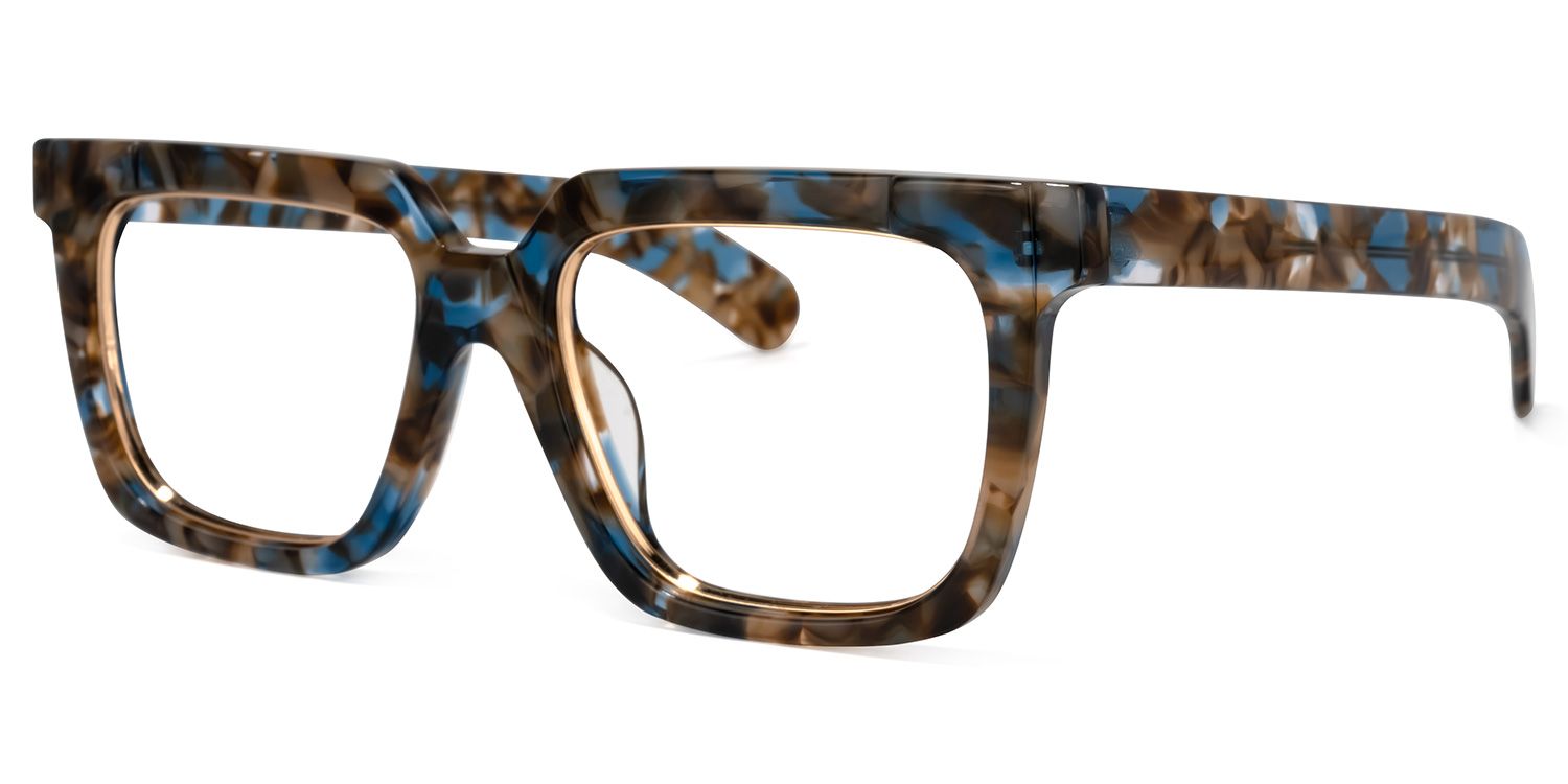 Pitts Square Blue-Floral Glasses | Zeelool Glasses1