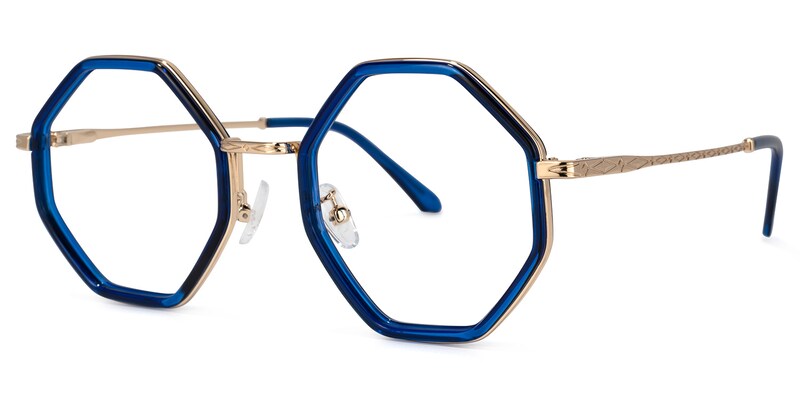Nathaniel Geometric Blue Glasses | Zeelool Glasses1