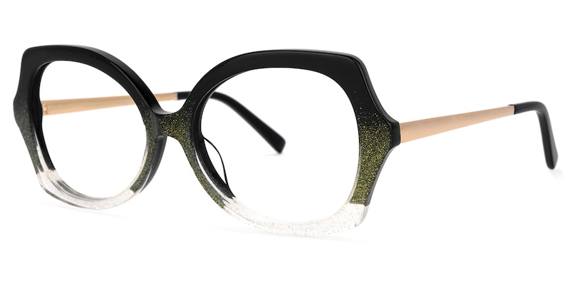 Sugarplum Geometric Black-Green Glasses | Zeelool Glasses1
