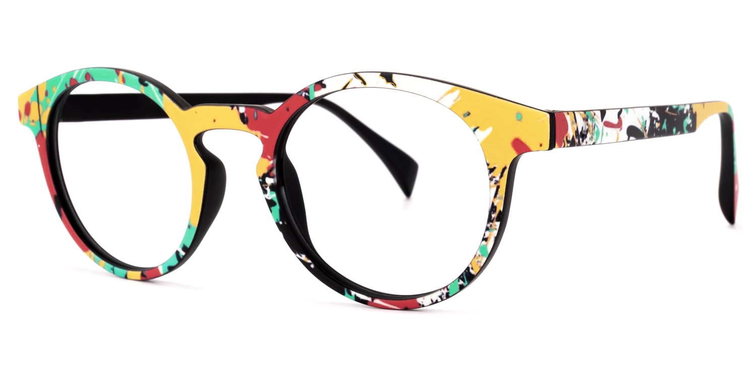 ！！！しらたま！！！ Street-Artist Round Yellow-Floral Glasses | Zeelool Glasses