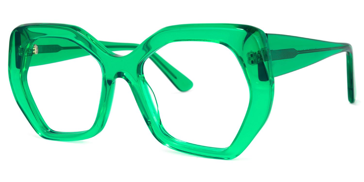 Vickie Geometric Green Glasses | Zeelool Glasses1