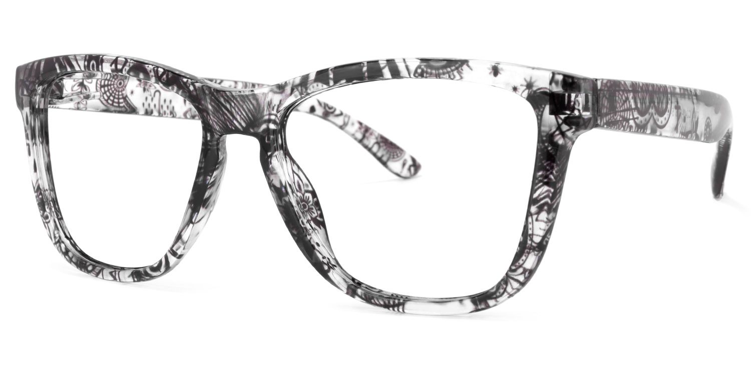 Randall Square Black-Floral Glasses | Zeelool Glasses1