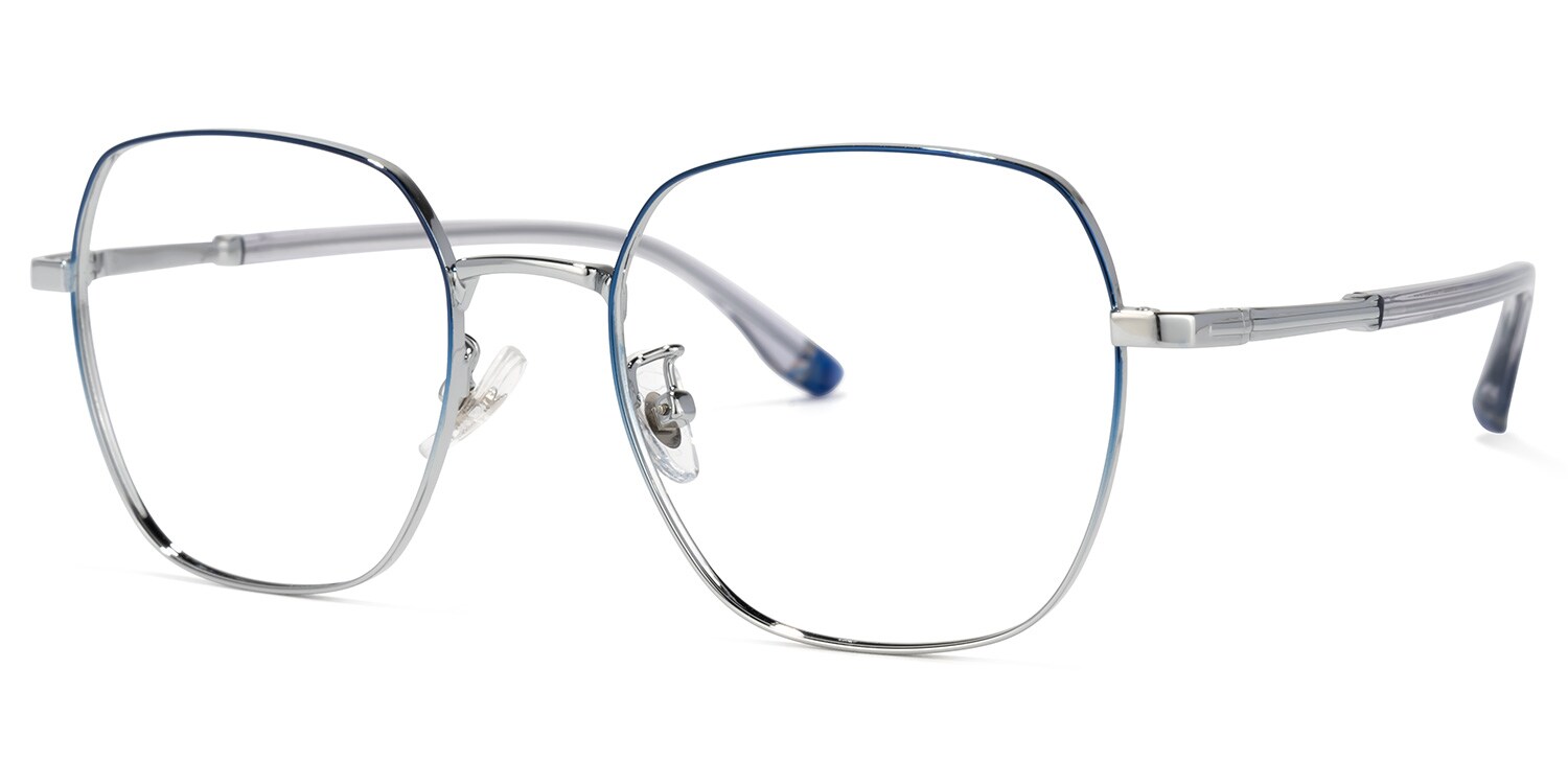 さおり② Lakeisha Square Silver Glasses | Zeelool Glasses