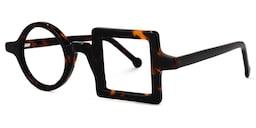 Paola Tortoise Asymmetric Square Circle Glasses1