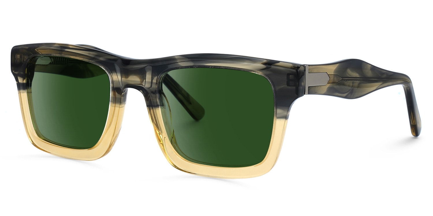 Riley Rectangle Cameo-Green Sunglasses1