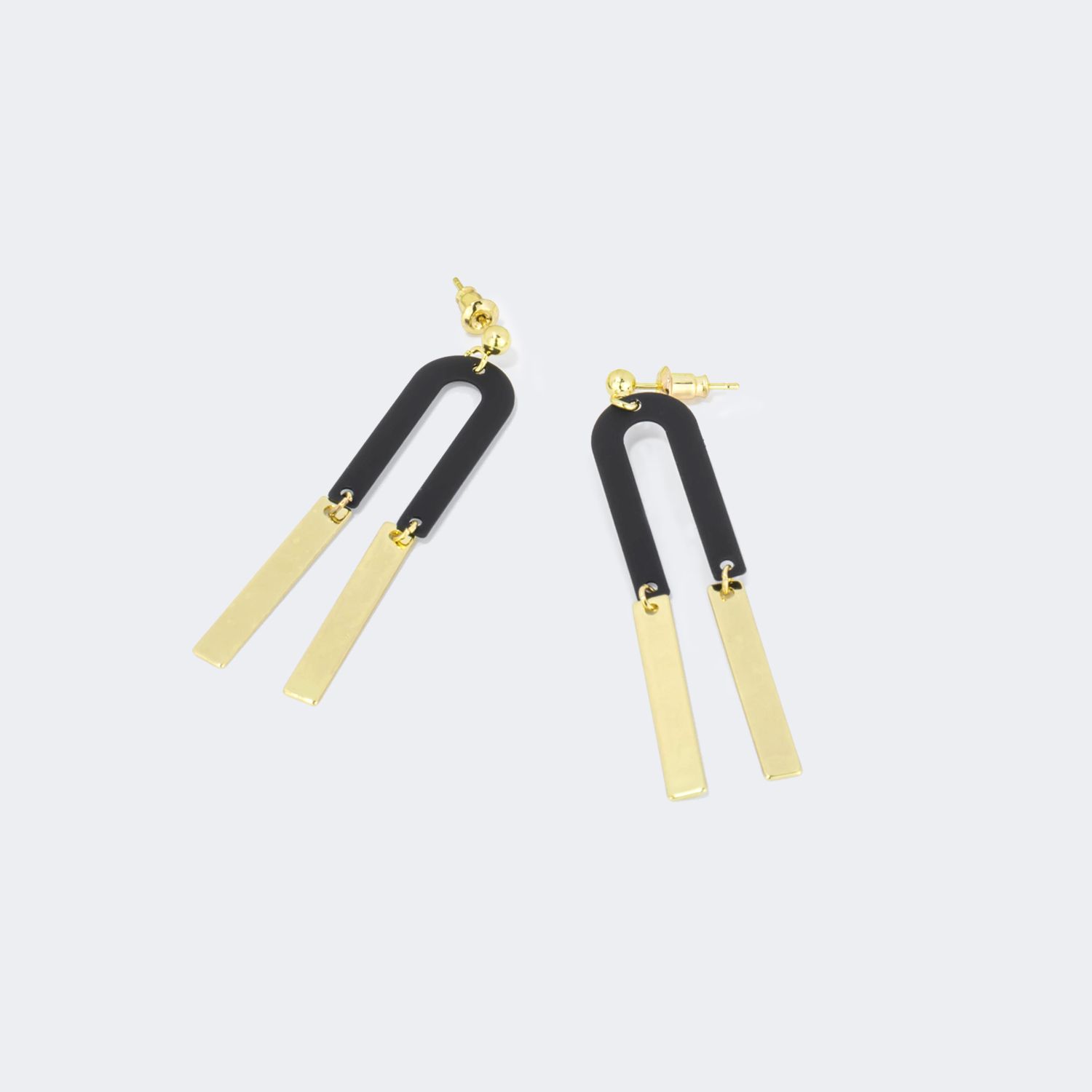 Stylish Arch Black-Gold Earrings | Zeelool Glasses0