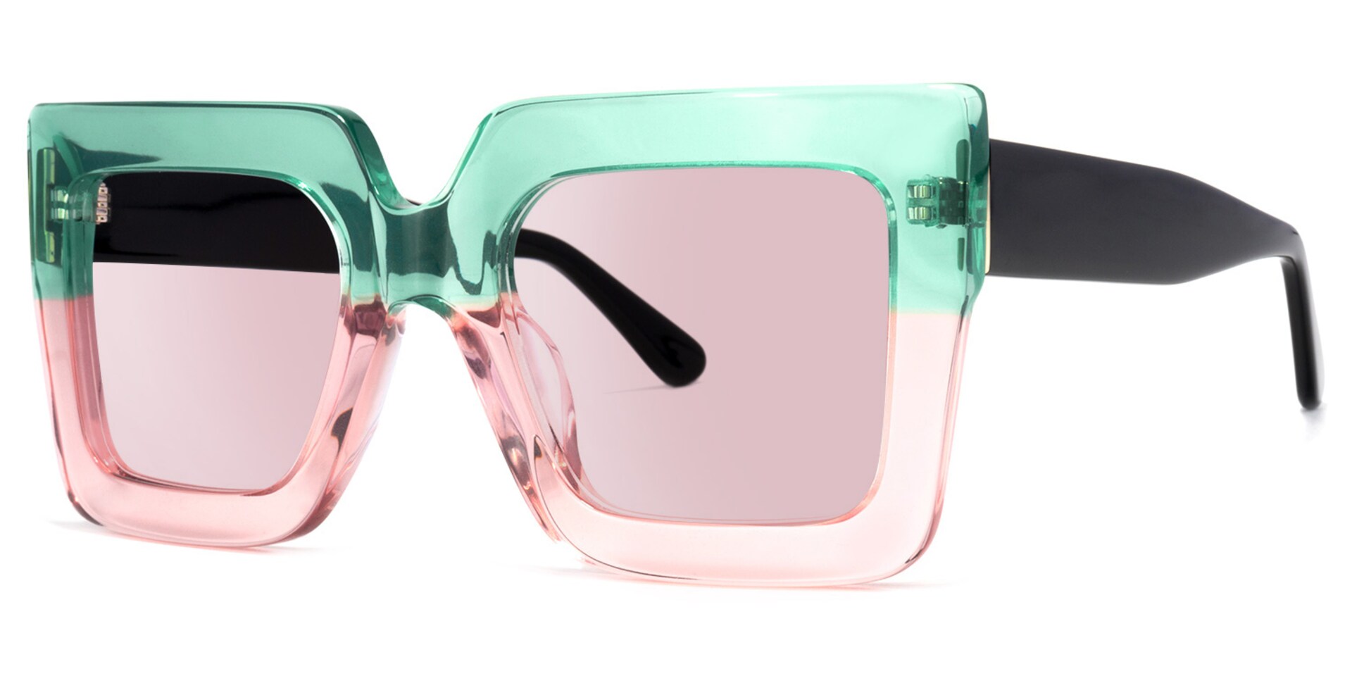 Brandon Square Green-Pink Sunglasses | Zeelool Glasses1