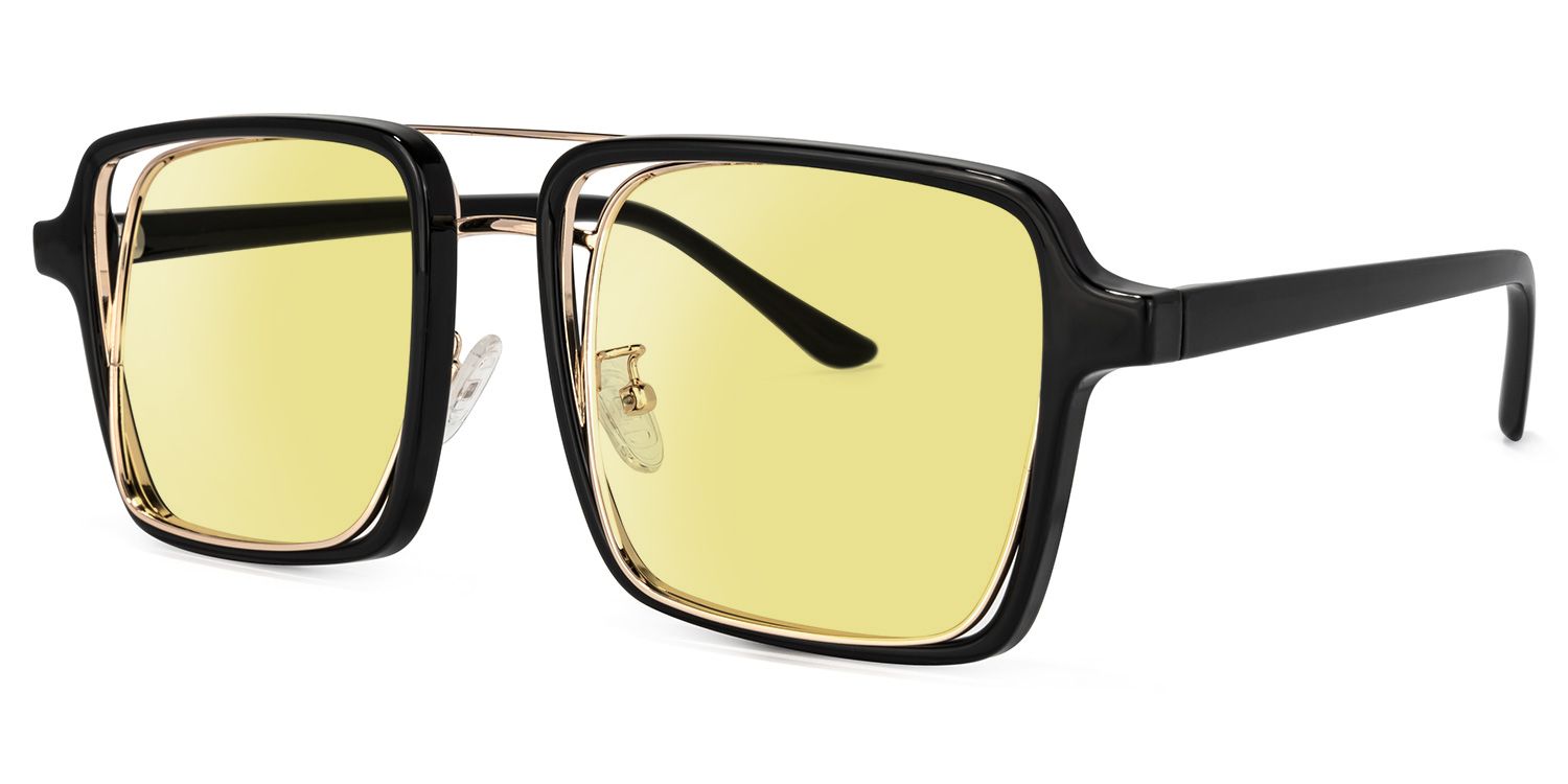 Aviator Black-Gold Glasses | Zeelool Eyewear1