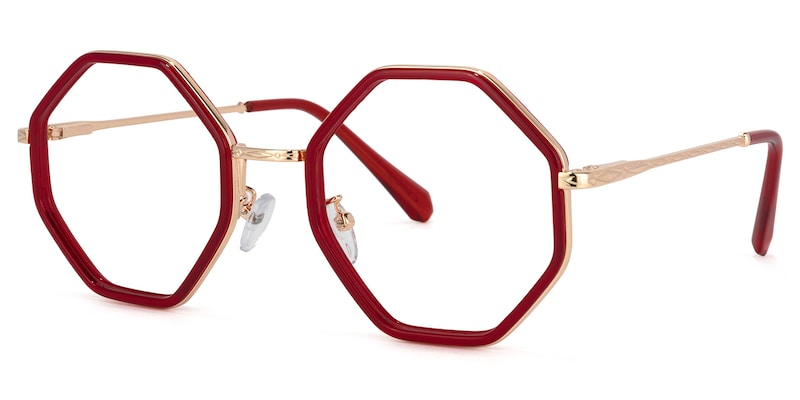 Nathaniel Geometric Red Glasses | Zeelool Glasses1