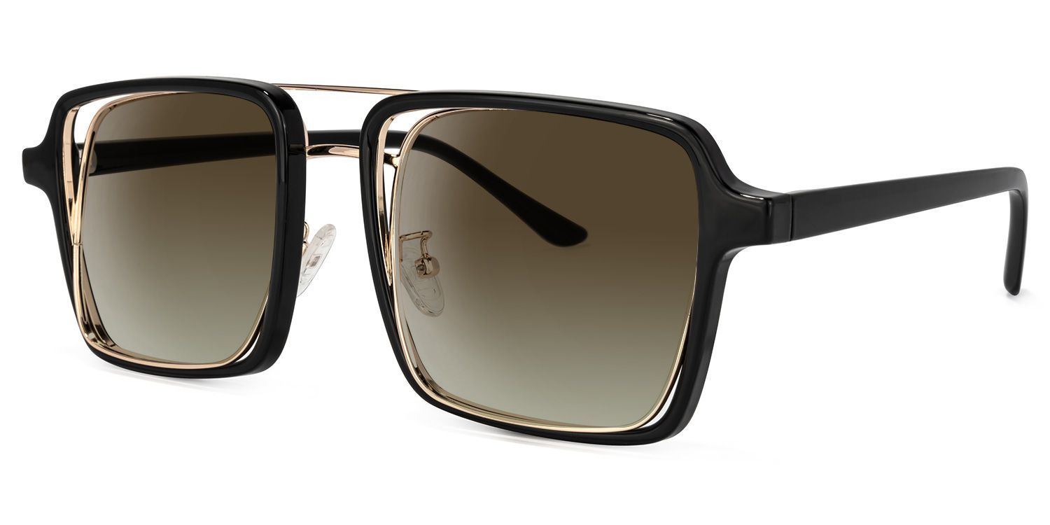 Aviator Black-Gold Glasses | Zeelool Eyewear4