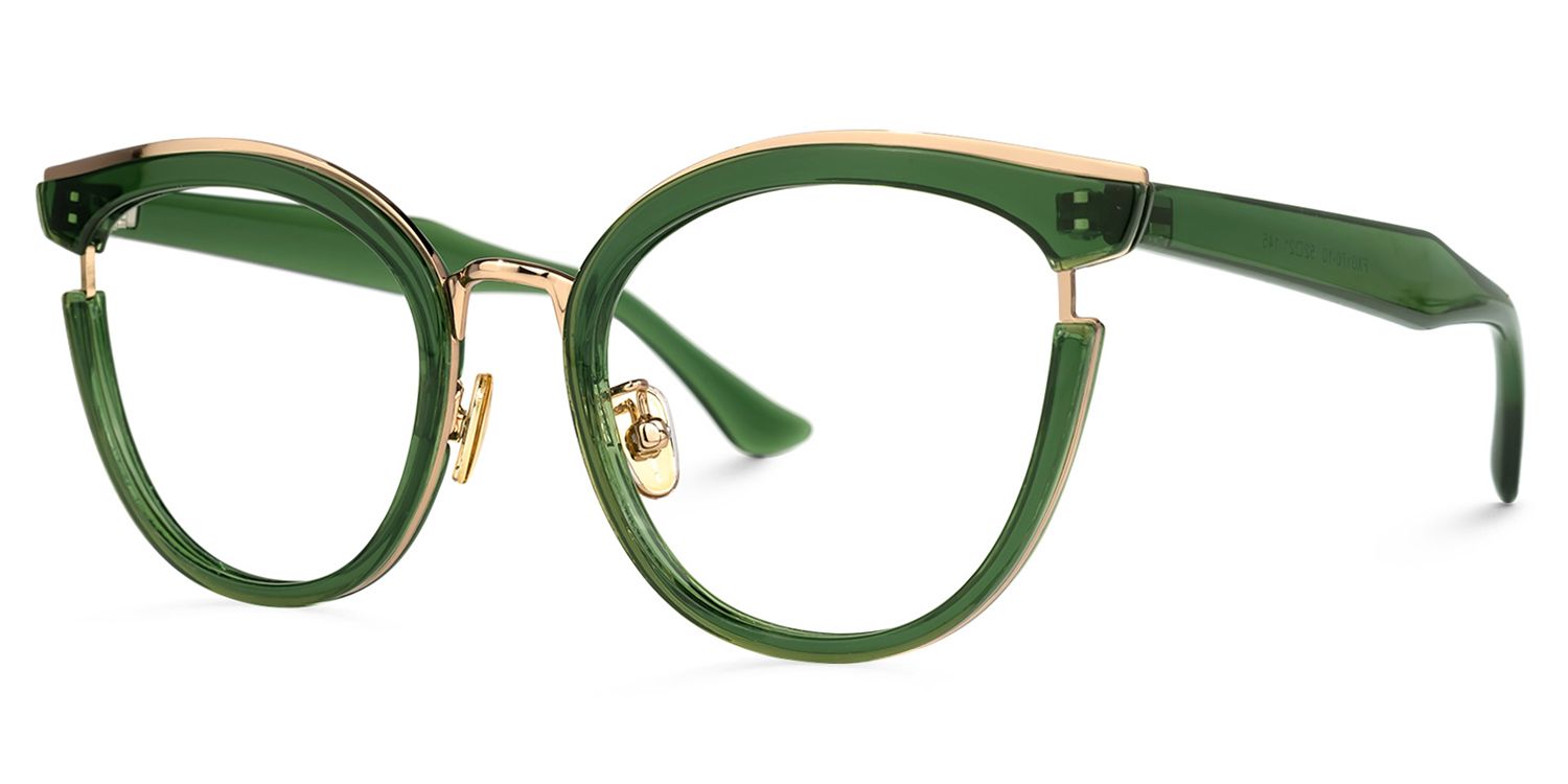 Laraine Cateye Green Eyeglasses & Metal Frames1