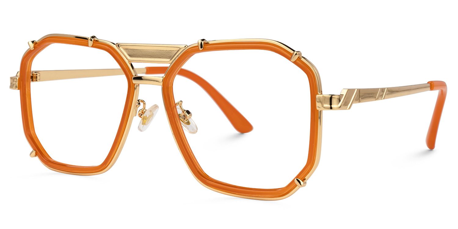Rumble Geometric Orange Glasses | Zeelool Glasses1