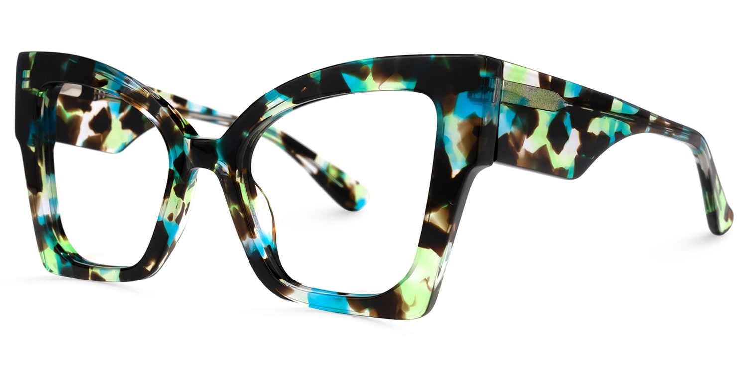 Kayan Cateye Green-Floral Glasses | Zeelool Glasses1