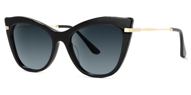 Indira Cat Eye Black Sunglasses