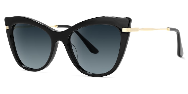 Indira Cat Eye Black Sunglasses