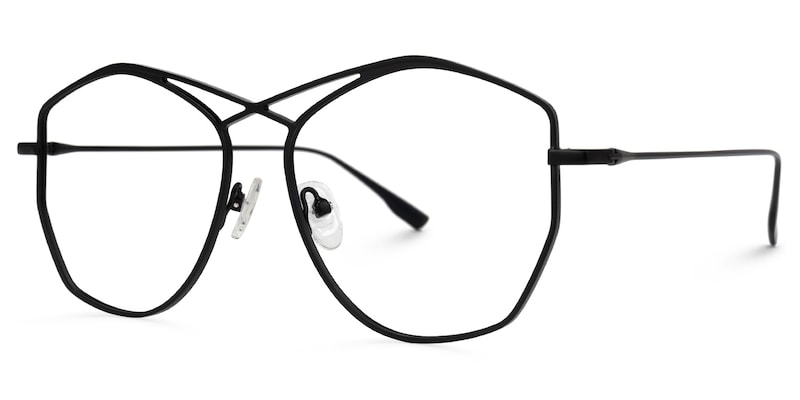 Raven Geometric Black Glasses | Zeelool Glasses1
