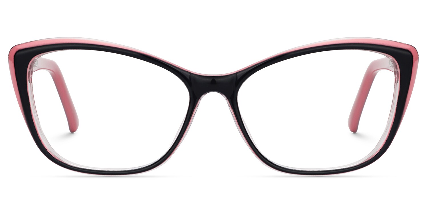 Fidelia Cat Eye Black and Pink Frame Glasses | Zeelool1