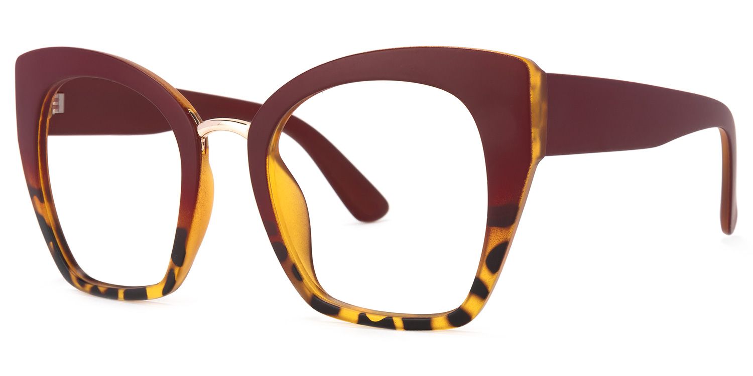 Denis Cat Eye Red Glasses with Two-Tone Frames2