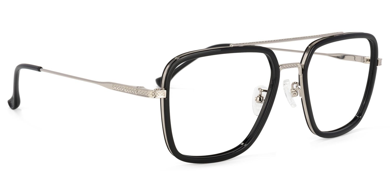 Nayeli Aviator Black-Silver Glasses | Zeelool Glasses2