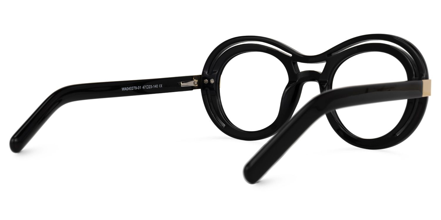 Texidor Wide Round Black Eyeglasses and Glasses Frames3