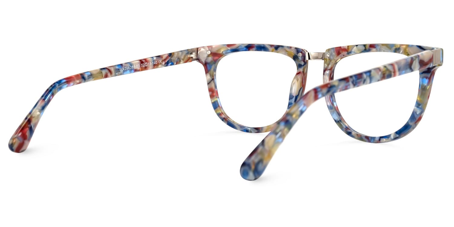 Dechan Square Blue-Floral Glasses | Zeelool Glasses