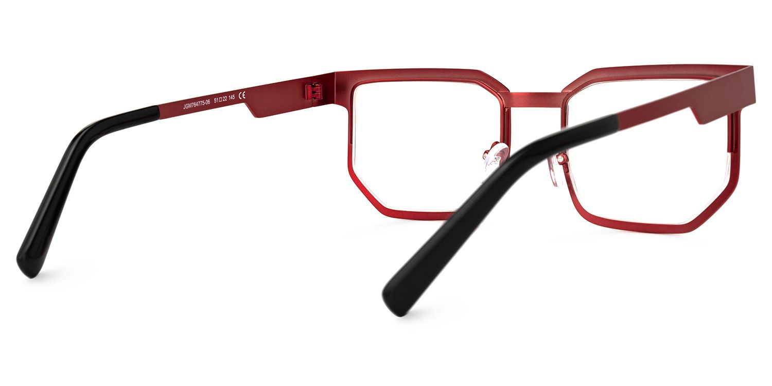 Lassiter Geometric Red Glasses | Zeelool Glasses3