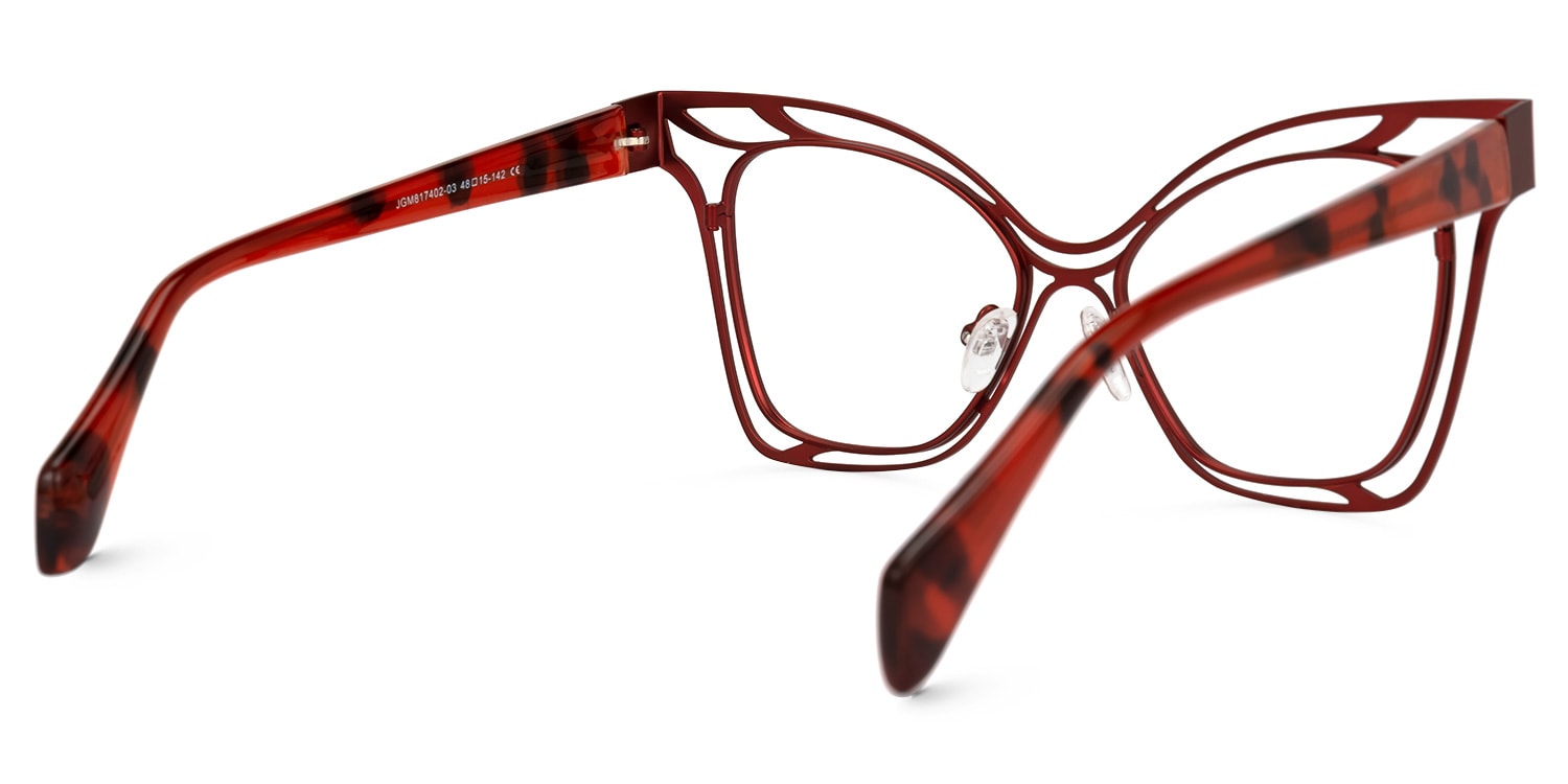 Cini Square Red Glasses | Zeelool Glasses
