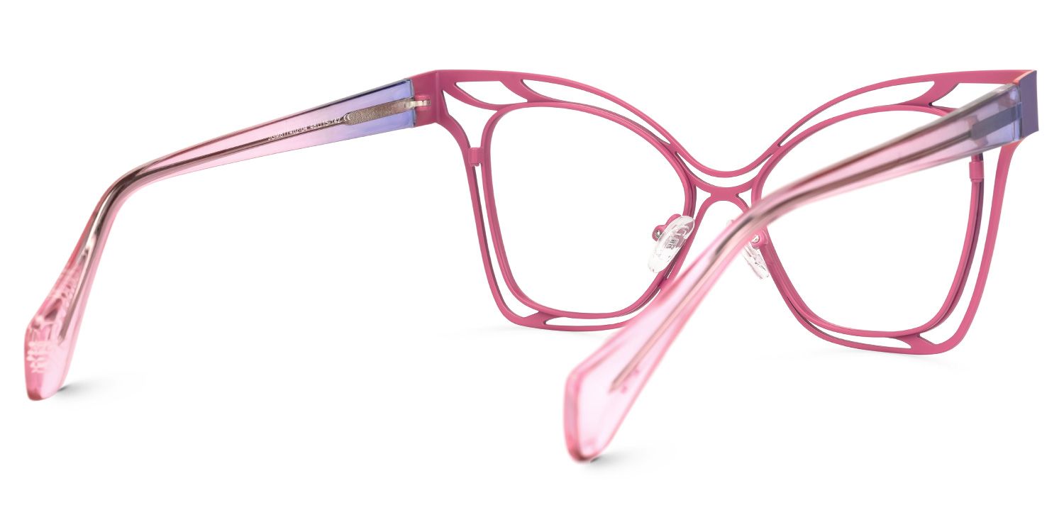 Cini Square Pink Glasses | Zeelool Glasses3