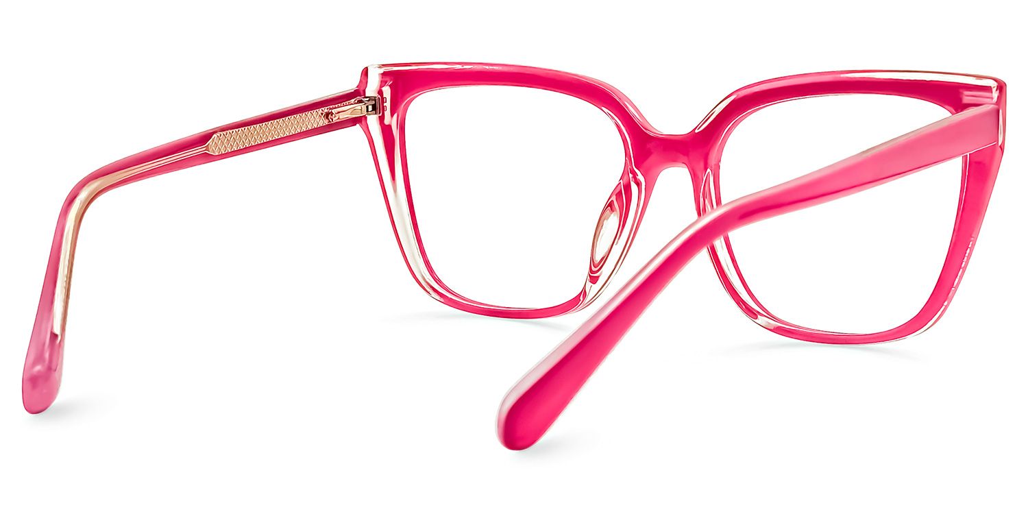 Karki Square Bright-Pink Glasses | Zeelool Glasses3