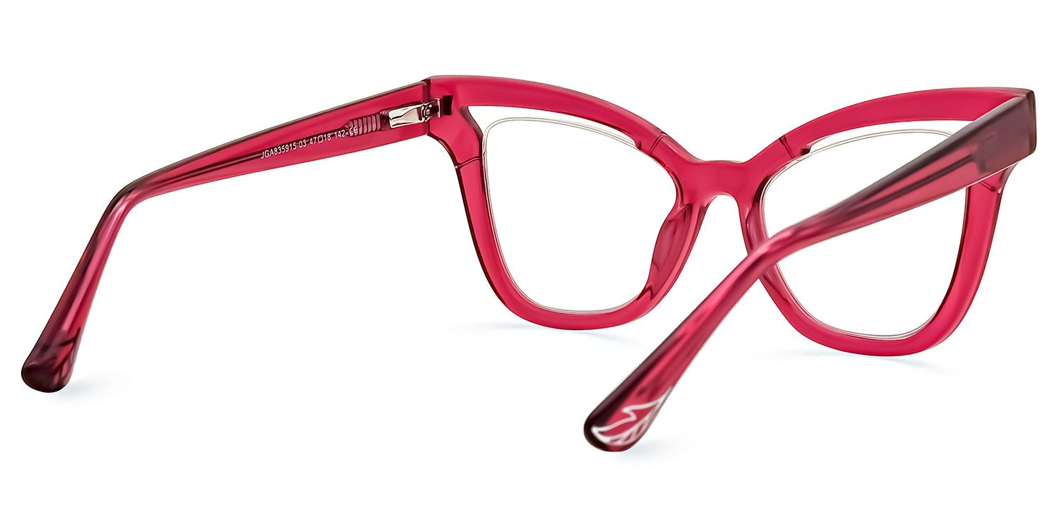 Bautista Cateye Red Glasses | Zeelool Glasses3