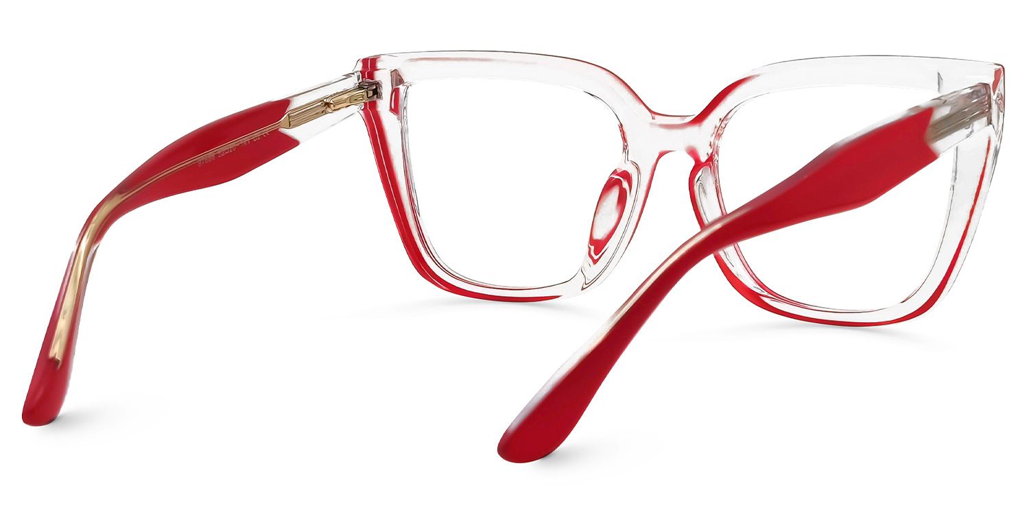 Mirta Square Glasses with Clear Frame and Red Edge3