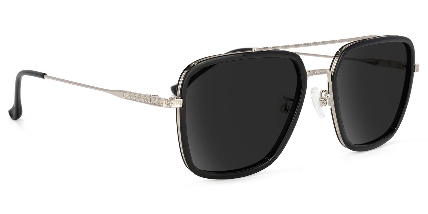 Nayeli Aviator Black-Silver Sunglasses | Zeelool Glasses2