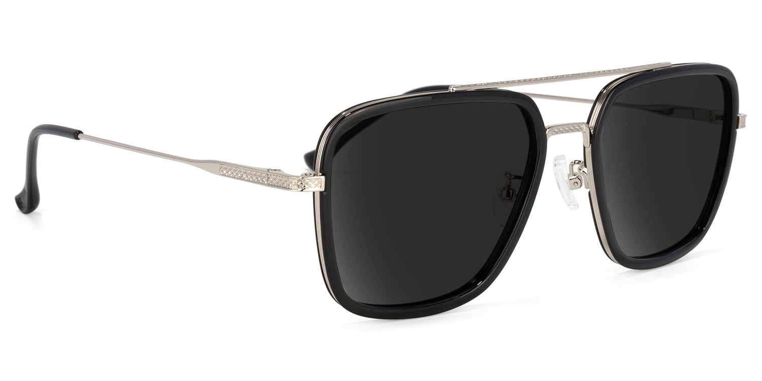 Nayeli Aviator Black-Silver Sunglasses2