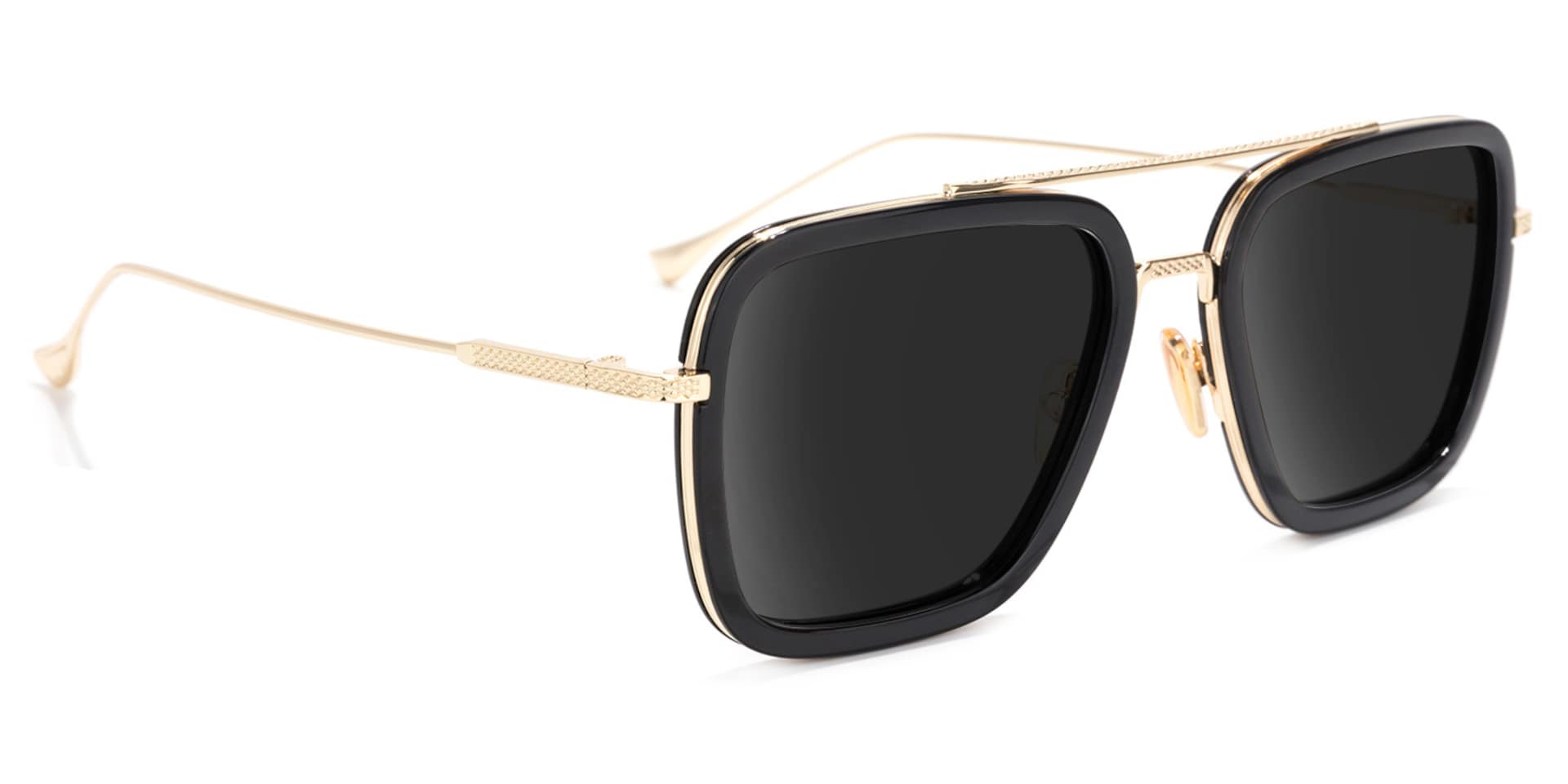 Gifford Aviator Black-Gold Sunglasses | Zeelool Glasses2