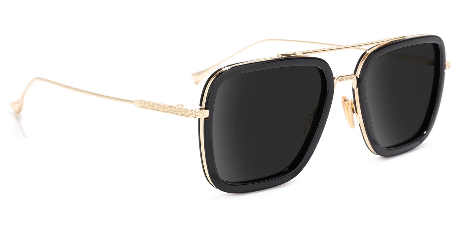 Gifford Aviator Black-Gold Sunglasses | Zeelool Glasses2
