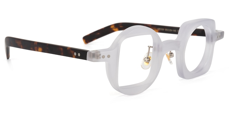 Quanah Asymmetry White Glasses | Zeelool Glasses2