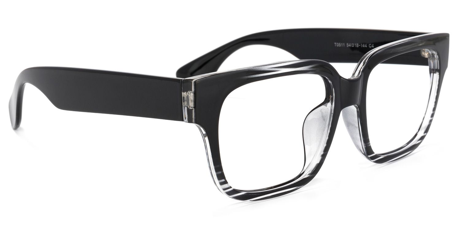 Colin Rectangle Black Chunky Frame Glasses for Men2
