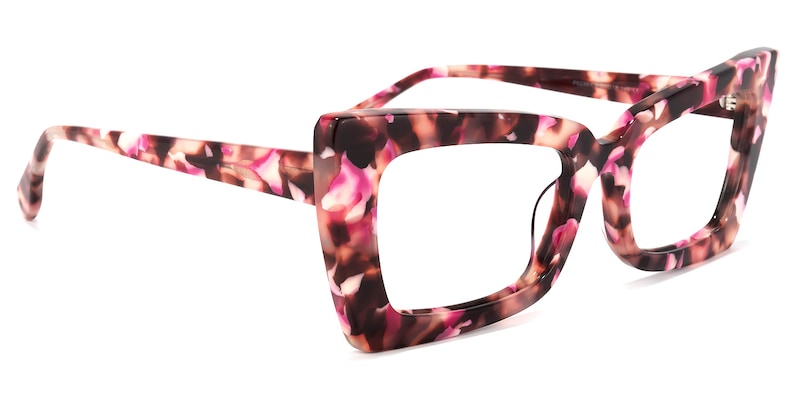 Newell Rectangle Pink-Floral Glasses | Zeelool Glasses2