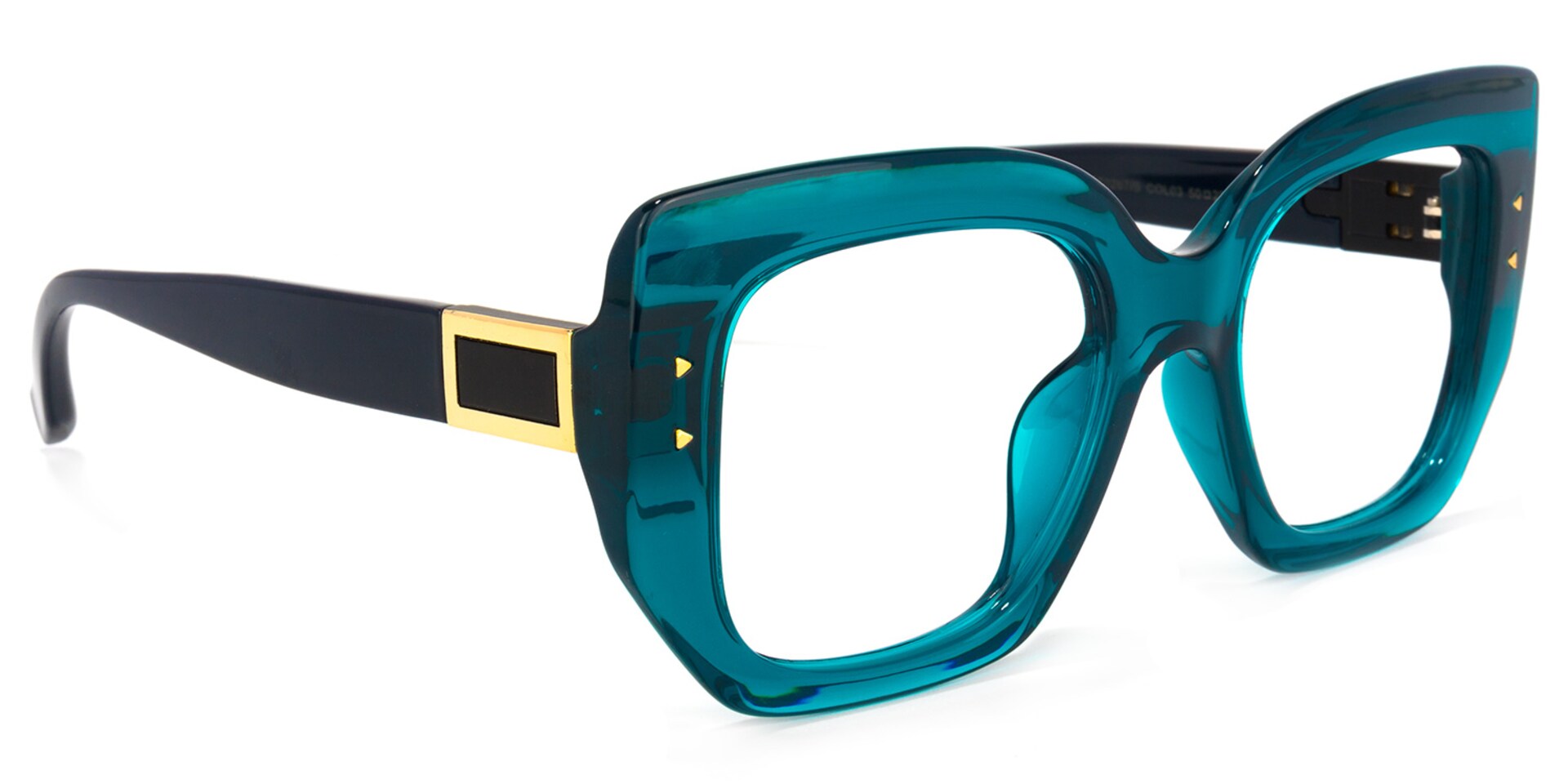 Sienna Square Peacock-Blue Glasses | Zeelool Glasses2