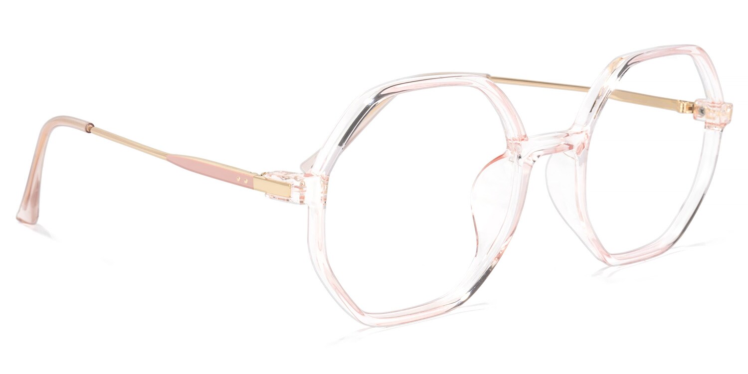 Tanner Geometric Pink Glasses | Zeelool Glasses2