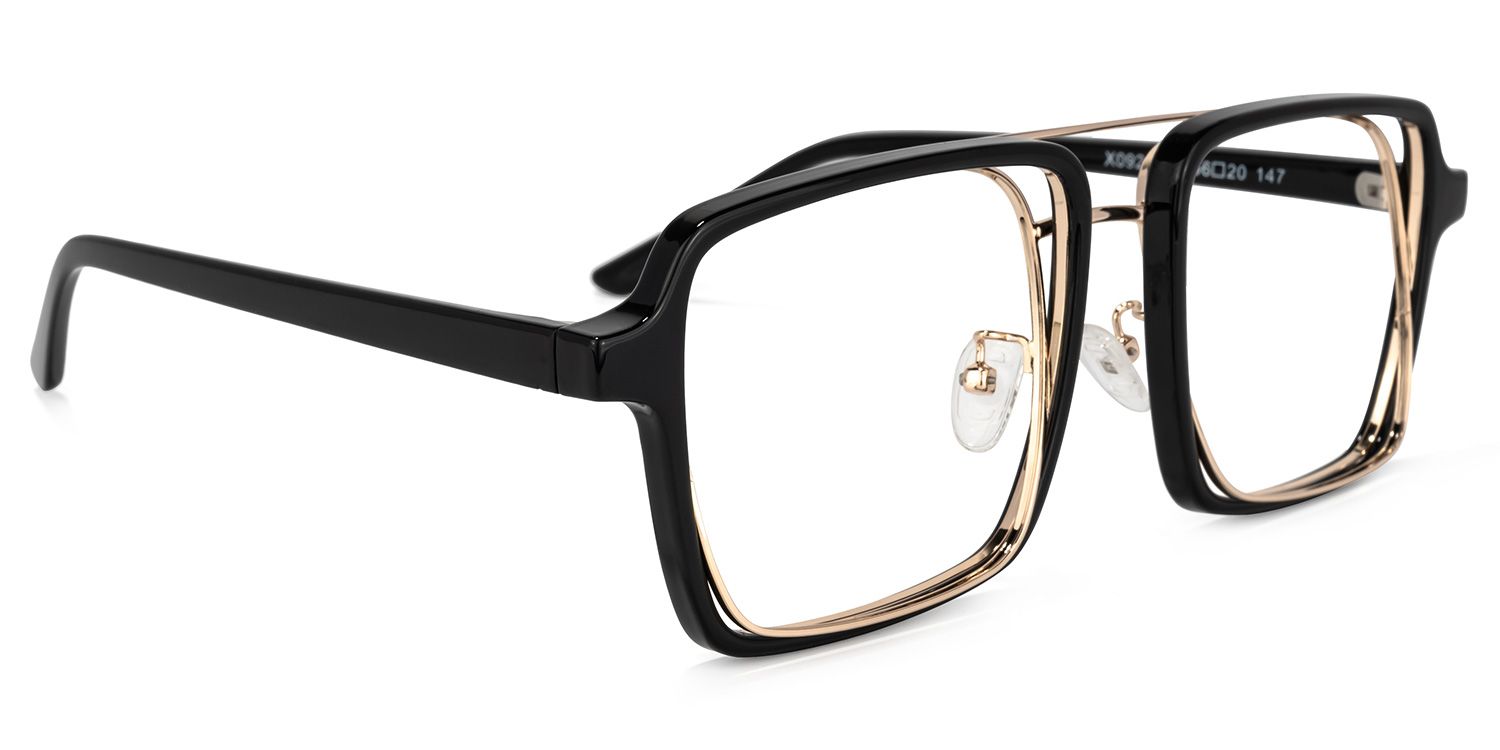 Nellie Aviator Black-Gold Glasses | Zeelool Glasses2