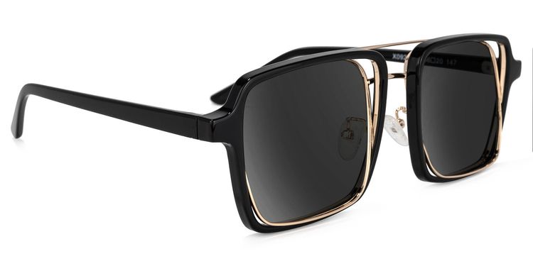 Nellie Black-Gold Aviator Sunglasses