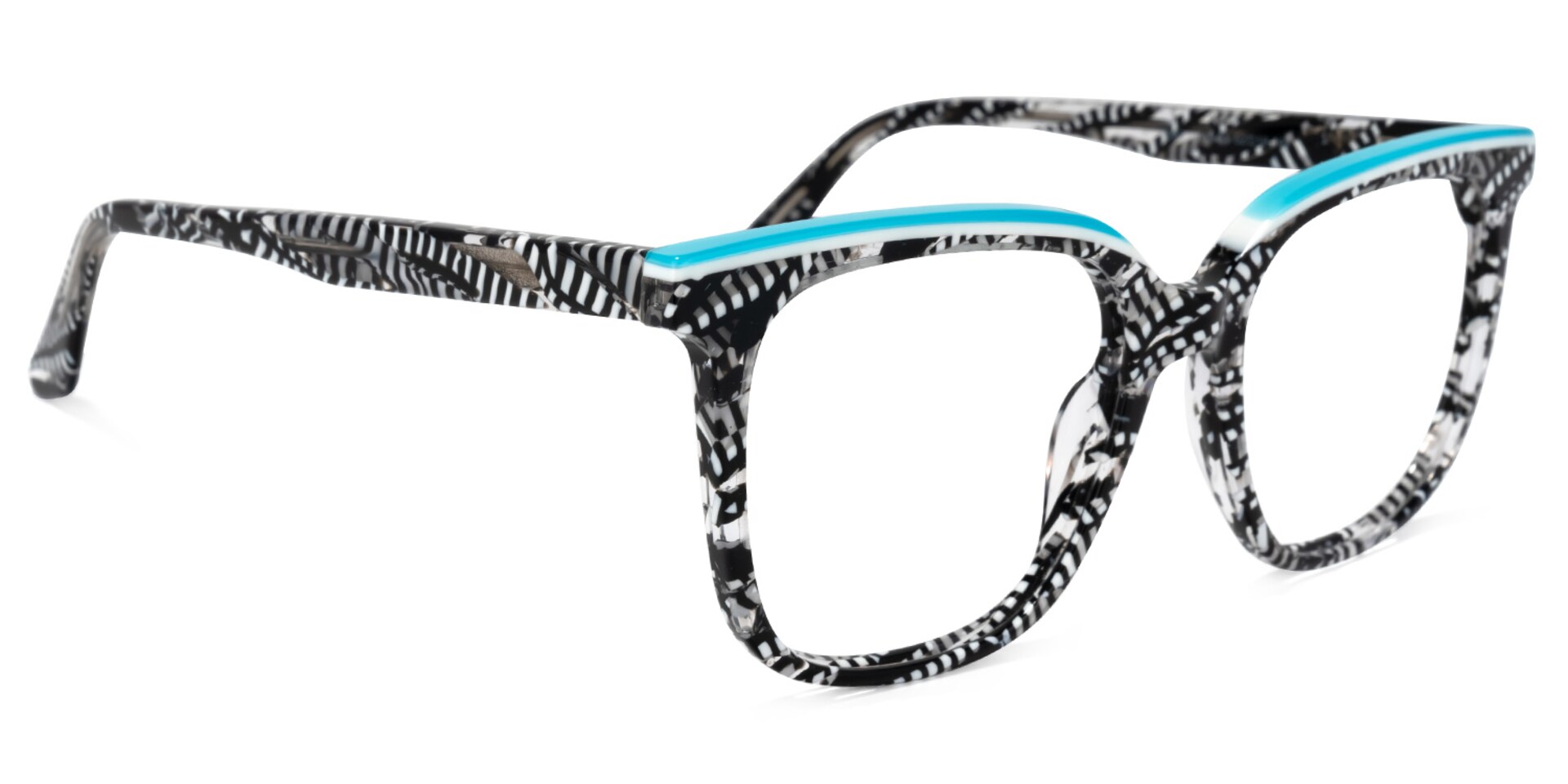 Jaffett Square Black-White Glasses | Zeelool Glasses2