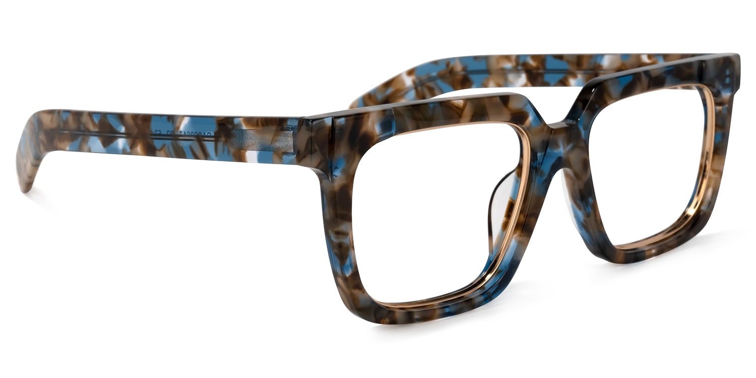 Pitts Square Blue-Floral Glasses | Zeelool Glasses2