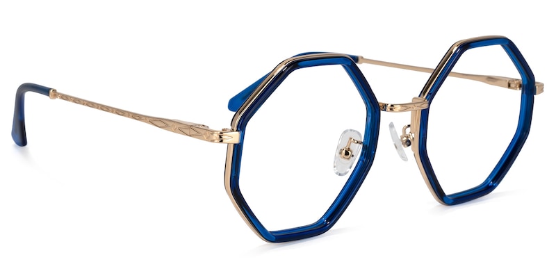 Nathaniel Geometric Blue Glasses | Zeelool Glasses2