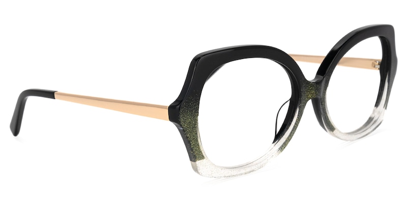 Sugarplum Geometric Black-Green Glasses | Zeelool Glasses2