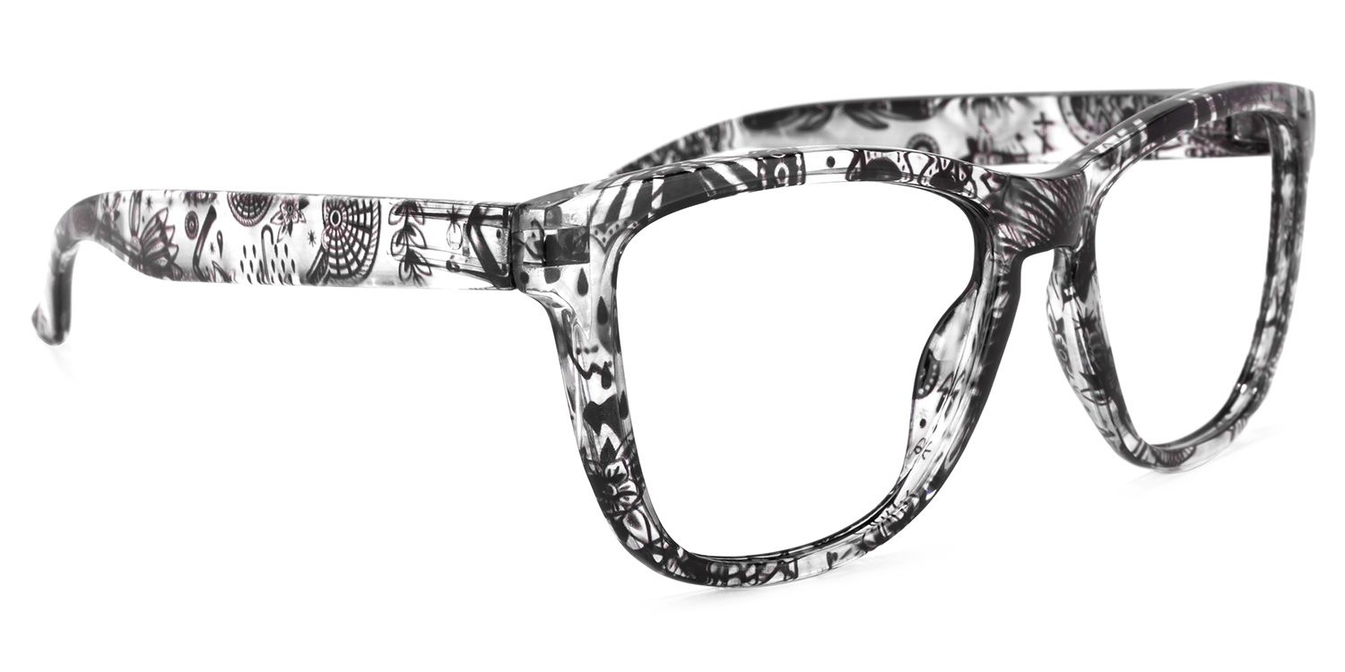 Randall Square Black-Floral Glasses | Zeelool Glasses2