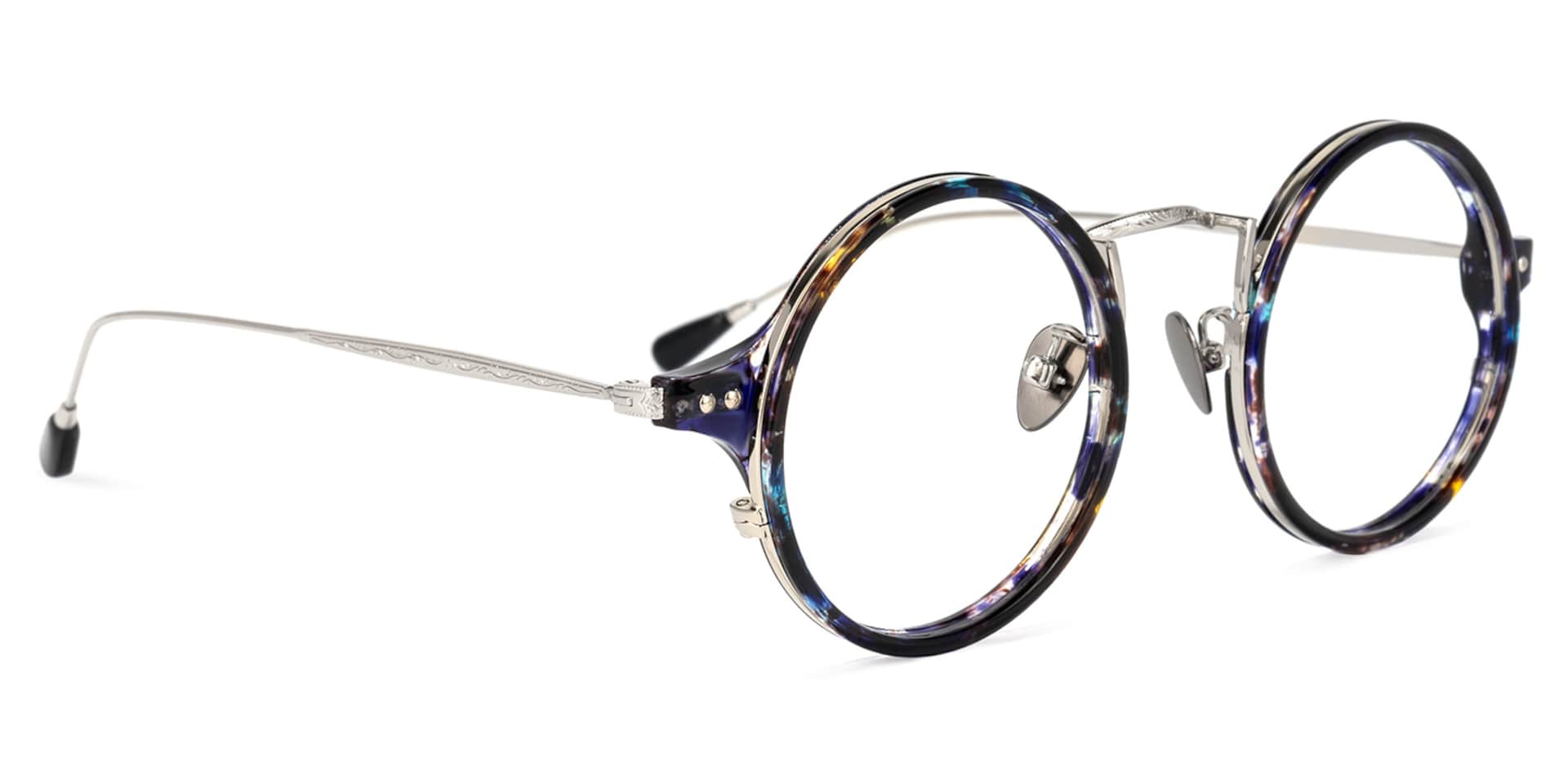 Ortiz Round Blue-Floral Glasses | Zeelool Glasses2