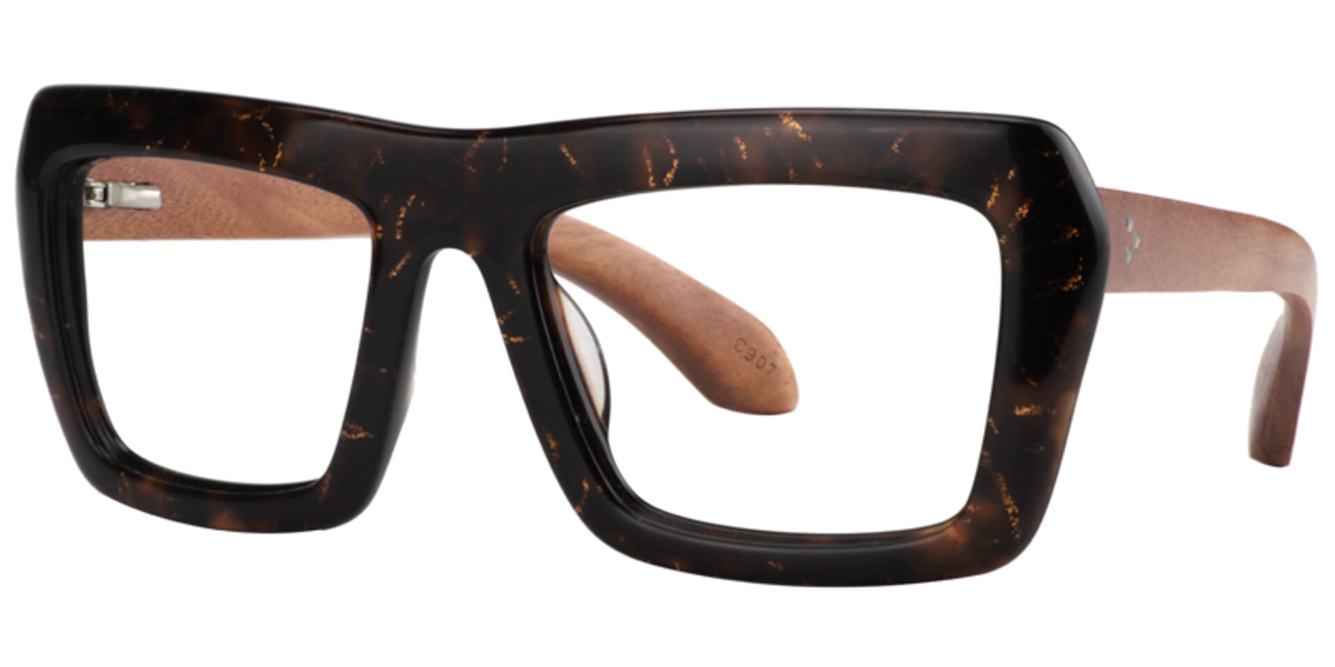 Roger Rectangle Black-Gold Glasses | Zeelool Glasses1