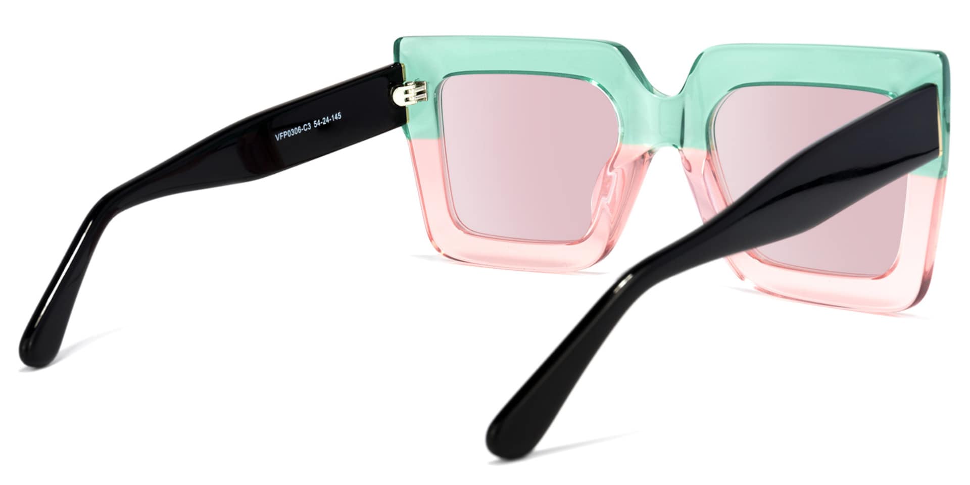 Brandon Square Green-Pink Sunglasses | Zeelool Glasses3